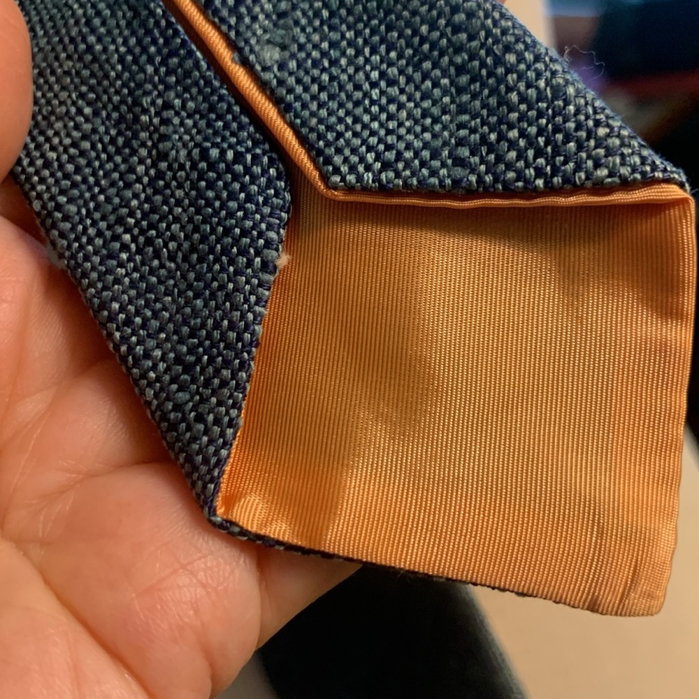 70’s TEAL BLUE RAW SILK NECKTIE FROM CAROL CRAVATS OF NEWBURYPORT ST., BOSTON MA - Picture 8 of 13